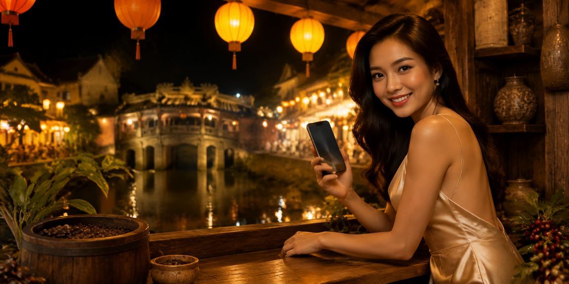 Khách hàng VIP trải nghiệm ứng dụng tk888 cùng cafe tại Hội An